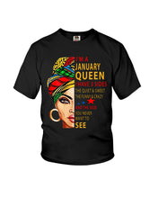 Load image into Gallery viewer, January Queen 3 Sides Horoscopes T-Shirt Youth Tee