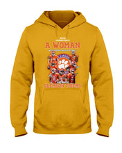 Load image into Gallery viewer, A Woman Loves Clemson Tigers Gift For Fans T-Shirt Hoodie