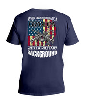 Load image into Gallery viewer, Never Underestimate A Grandpa Black T-Shirt Guys V-Neck
