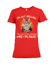 Load image into Gallery viewer, Cat Lovers T-Shirt Not Arguing Just Explaining Ladies Tee