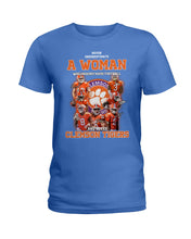 Load image into Gallery viewer, A Woman Loves Clemson Tigers Gift For Fans T-Shirt Ladies Tee