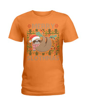 Load image into Gallery viewer, Merry Slothmas Christmas Gift For Kids Family Gift T-Shirt Ladies Tee