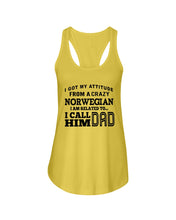 Load image into Gallery viewer, Attitude From Crazy Norwegian Dad Norway Love T-Shirt For Dad Ladies Flowy Tank