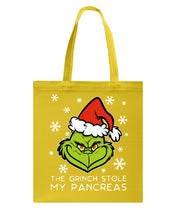 Load image into Gallery viewer, The Grinch Stole My Pancreas Basketweave Tote Bag