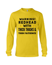 Load image into Gallery viewer, Warning Redhead With Thick Thighs Quote Mug Unisex Long Sleeve