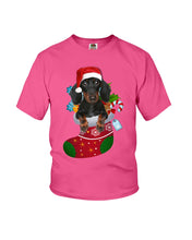 Load image into Gallery viewer, Dachshund In A Sock Christmas Cute Gift For Dachshunds Lovers Youth Tee