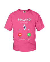 Load image into Gallery viewer, Finland Is Calling Funny Elf Christmas T-Shirt Youth Tee