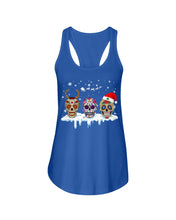 Load image into Gallery viewer, Merry Christmas Three Skulls Christmas T-Shirt Gift Ladies Flowy Tank