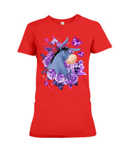 Load image into Gallery viewer, Donkey Loves Purple Flowers Custom T-Shirt Ladies Tee