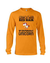 Load image into Gallery viewer, Redhead Unicorn Gift For Fans Funny T-Shirt Unisex Long Sleeve