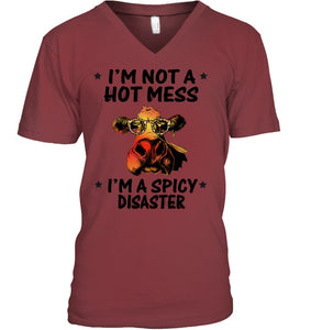 Heifer Not A Hot Mess Spicy Disaster Funny Quote Tee Guys V-Neck