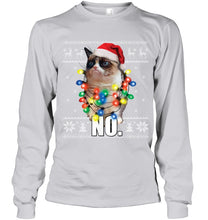 Load image into Gallery viewer, Grumpy Cat Ugly Sweater Christmas Lights Shirt Unisex Long Sleeve