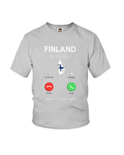 Load image into Gallery viewer, Finland Is Calling Funny Elf Christmas T-Shirt Youth Tee