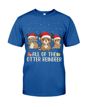 Load image into Gallery viewer, Merry Ottermas All Of The Otter Reindeer Black T-Shirt Guys Tee
