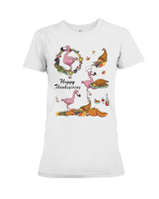Load image into Gallery viewer, Flamingo Happy Thanksgiving Ladies Tee