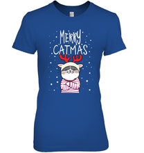 Load image into Gallery viewer, Funny Merry Catmas Christmas Gift Shirt Ladies Tee