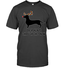 Load image into Gallery viewer, Dachshund Reindeer Through The Snow Christmas Gift Shirt Guys Tee