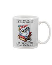 Load image into Gallery viewer, Cute Owl Read Books And Drink Coffee Funny T-Shirt Mug