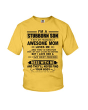 Load image into Gallery viewer, Stubborn Son Loves His Awesome Mom Family Gift T-Shirt Youth Tee