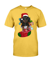 Load image into Gallery viewer, Dachshund In A Sock Christmas Cute Gift For Dachshunds Lovers Guys Tee