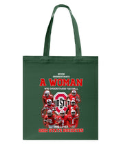 Load image into Gallery viewer, Woman Loves Ohio States Buckeyes American Football Ncaa 2019 T-Shirt Basketweave Tote Bag