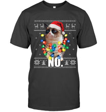 Load image into Gallery viewer, Grumpy Cat Ugly Sweater Christmas Lights Shirt Guys Tee