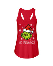 Load image into Gallery viewer, The Grinch Stole My Pancreas Ladies Flowy Tank