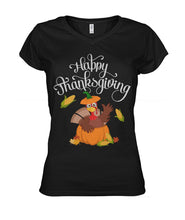 Load image into Gallery viewer, Happy Thanksgiving Funny Design Tshirt Ladies V-Neck