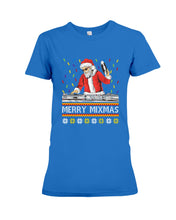 Load image into Gallery viewer, Merry Mixmas - Santa Claus Dj Funny Christmas Gift Ladies Tee