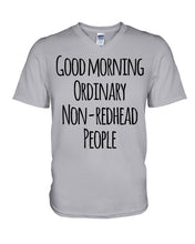 Load image into Gallery viewer, Redhead Good Morning White Mug Guys V-Neck