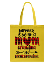 Load image into Gallery viewer, Happiness Is Being A Mom Grandma And Great Grandma Basketweave Tote Bag