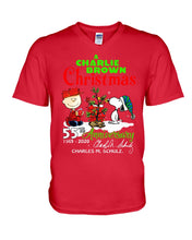Load image into Gallery viewer, 55Th Anniversary A Charlie Brown Christmas Black T-Shirt Guys V-Neck