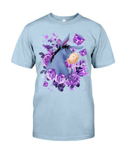 Load image into Gallery viewer, Donkey Loves Purple Flowers Custom T-Shirt Guys Tee