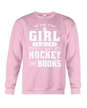 Load image into Gallery viewer, Girl Who Loves Hockey And Books Quote Name T-Shirt Sweatshirt