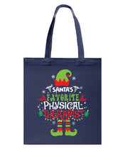 Load image into Gallery viewer, Santa's Favorite Physical Therapist Black T-Shirt Basketweave Tote Bag