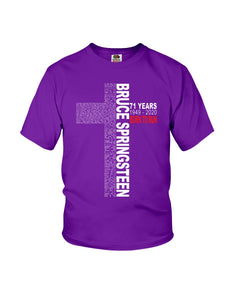 71 Years Born To Run Bruce Springteen Black T-Shirt Youth Tee
