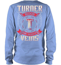 Load image into Gallery viewer, Turner Blood Runs Through Veins Black Quote Name T-Shirt Unisex Long Sleeve