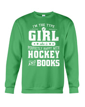 Load image into Gallery viewer, Girl Who Loves Hockey And Books Quote Name T-Shirt Sweatshirt