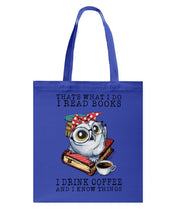 Load image into Gallery viewer, Cute Owl Read Books And Drink Coffee Funny T-Shirt Basketweave Tote Bag