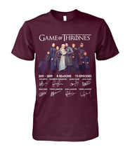 Load image into Gallery viewer, Game Of Throne Autograph 8 Years Anniversary T-Shirtr Guys Tee