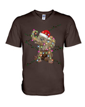 Load image into Gallery viewer, Elephant Color Light Christmas Gift Tee Guys V-Neck