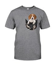 Load image into Gallery viewer, Beagle In The Pocket Funny T-Shirt Guys Tee