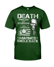Load image into Gallery viewer, Death Smiles At Every Marines Smile Back Guys Tee