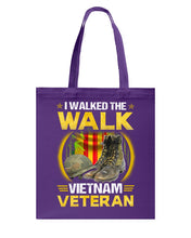 Load image into Gallery viewer, Walked The Walk Vietnam Veteran T-Shirt Basketweave Tote Bag