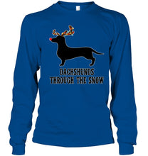 Load image into Gallery viewer, Dachshund Reindeer Through The Snow Christmas Gift Shirt Unisex Long Sleeve