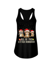 Load image into Gallery viewer, Merry Ottermas All Of The Otter Reindeer Black T-Shirt Ladies Flowy Tank