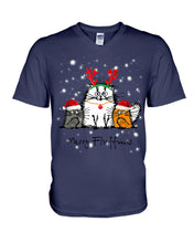 Load image into Gallery viewer, Merry Fluffmas Cute Cats Gift For Cat Lovers Guys V-Neck