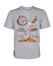 Load image into Gallery viewer, Flamingo Happy Thanksgiving Guys V-Neck