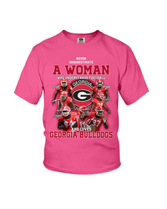 A Woman Loves Georgia Bulldogs Custom Tee Youth Tee