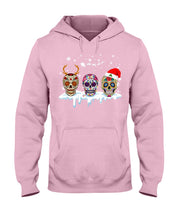Load image into Gallery viewer, Merry Christmas Three Skulls Christmas T-Shirt Gift Hoodie